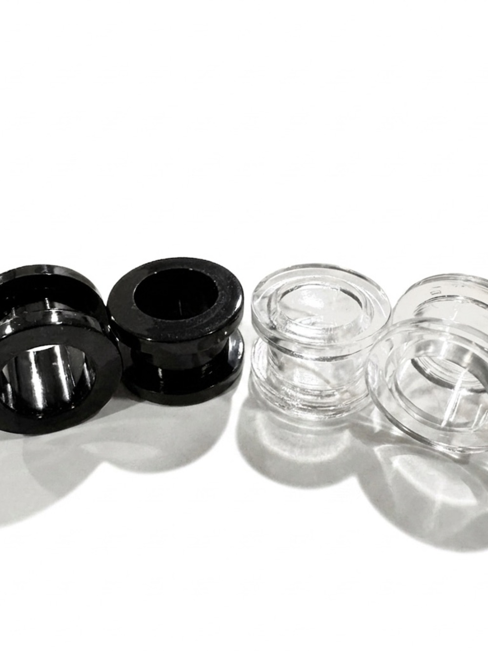 Set of 2 Pairs 1/2” Acrylic Ear Gauges Plugs Screw on Tunnels - Black & Clear
